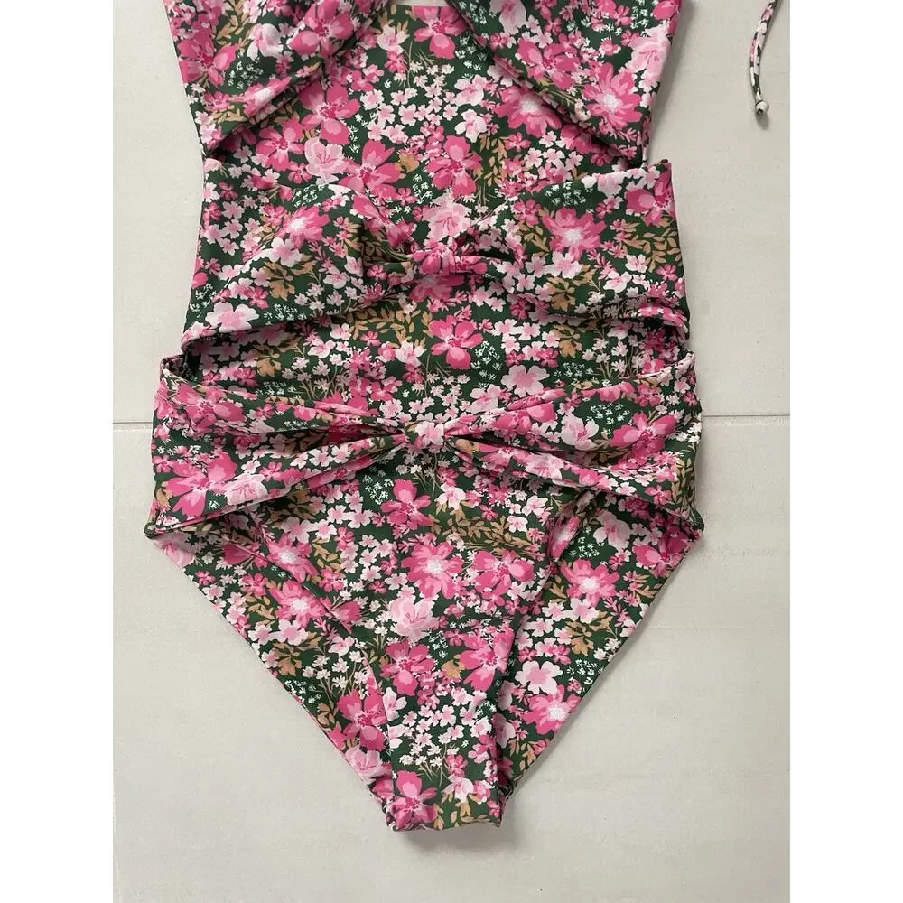 Aila Blue Swim One Piece Swimsuit Carmella Ditsy Floral Beach Summer Coquette
